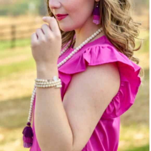 BNWT Initials Inc. Tassel Necklace and Earrings Set Color: Wildberry - Picture 8 of 8